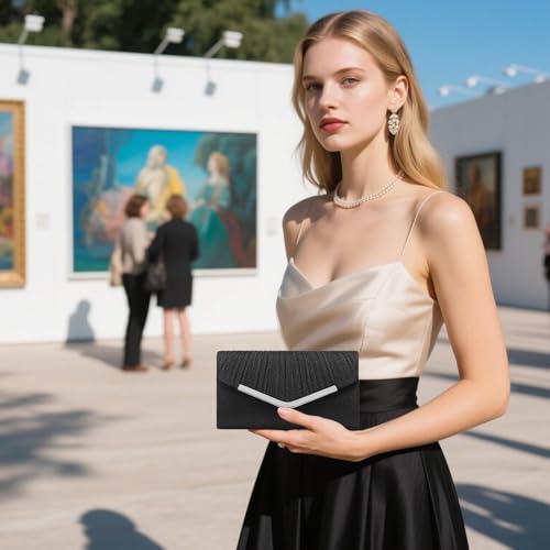 Image of RNIEGA Clutch Purses for Women, Evening Bag with Detachable Chain Ladies Sparkling Party Handbag Wedding Bags