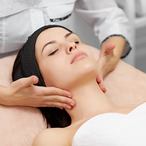 Denfany Spa Headband - Deluxe Face Wash Headband, Comfortable, Adjustable and Machine-Washable, Ideal for Showering, Makeup and Exercise (Black 3 Pack)