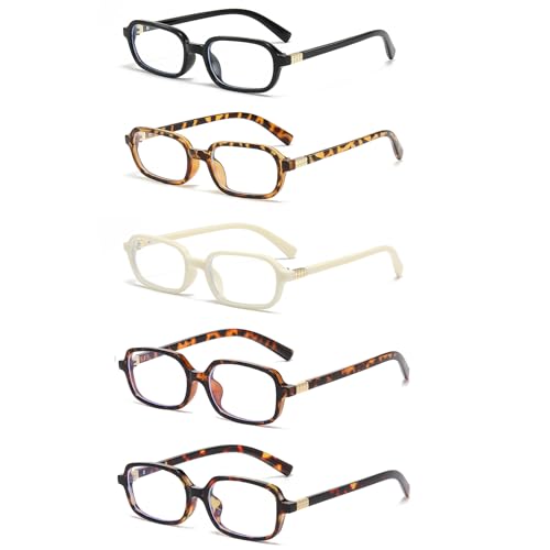 Image of LJCZKA Rectangular Blue Light Blocking Glasses for Women Men Retro Small Square Frame Anti Eyestrain Computer Eyeglasses