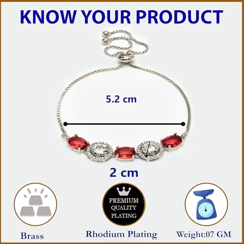 Image of ZENEME Rhodium Plated Brass Crystal Stylish Silver Plated American Diamond Melodic Opulence Bracelets For Women & Gifts For Girls Jewellery