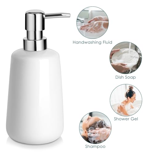 vancasso White Bathroom Accessories Set, Ceramic Soap Dispenser and Toothbrush Holder Sets, Stoneware 4 Pcs Bathroom Sink Set for Modern Home Decor by vancasso - Image 4