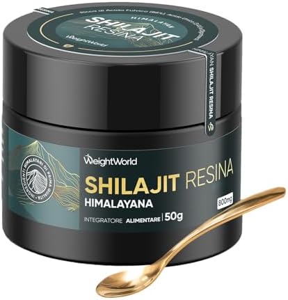 Shilajit Integratore Resina Purificata (50g), 800mg, 88% Acido Fulvico, 3,4% Acido Umico, Shilajit Himalaya Complex Vegano con Ashwagandha, Curcuma e Musli, 1 Spatola al Giorno (62 Dosi), Senza OGM Generico - integratore