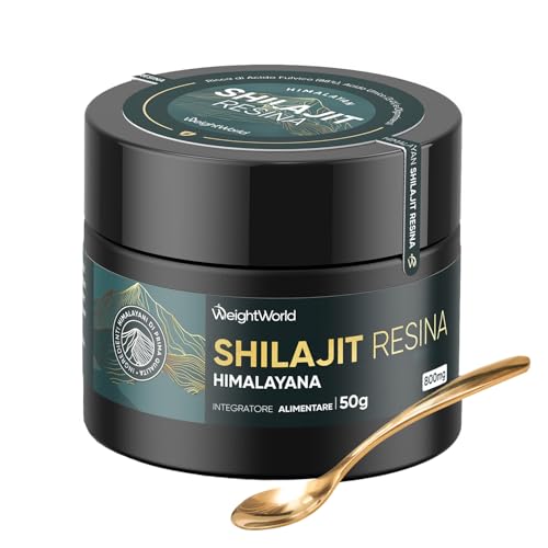 Shilajit Integratore Resina Purificata (50g), 800mg, 88% Acido Fulvico, 3,4% Acido Umico, Shilajit Himalaya Complex Vegano con Ashwagandha, Curcuma e Musli, 1 Spatola al Giorno (62 Dosi), Senza OGM