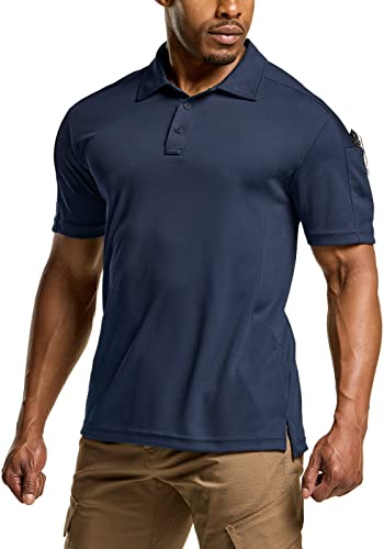 Cqr Men's Polo Shirt, Long And Short Sleeve Tactical Shirts, Dry Fit Lightweight Golf Shirts, Outdoor Upf 50+ Pique Shirt, Frost Pro Navy, X-Large #TOP18