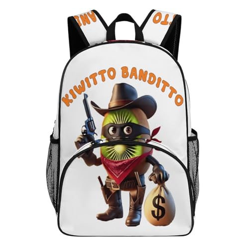 Kiwitto-Banditto Merch Large Travel Backpack Italian-Brainrot Meme Waterproof Lightweight Daypack White 44x32x19cm