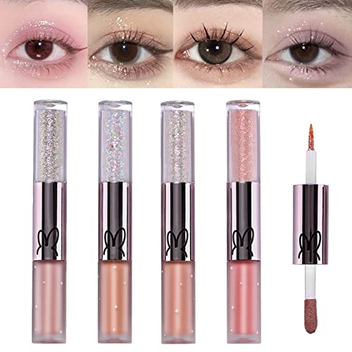 Sumeitang Liquid Eyeshadow, Double Headed 2 In 1 Matte Eyeshadow Glitter Eyeliner Kit, High Pigmented, Blendable, Shimmer Glitter Eye Liner Cream Eye Shadow Stick, Create Multi Dimensional Eye Makeup #TOP9