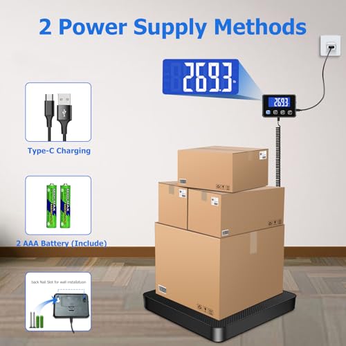 Image of KUAIVO Shipping Scale, 440 lbs /0.35oz High Accurate Digital Postal Scale with Hold /Tare Function, Postage Scale for Packages, Luggage, Small Business, Home Use, Battery & Charging Cable Include