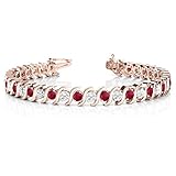 Ruby and Diamond Tennis S Link Bracelet 14k Rose Gold (4.00ct)