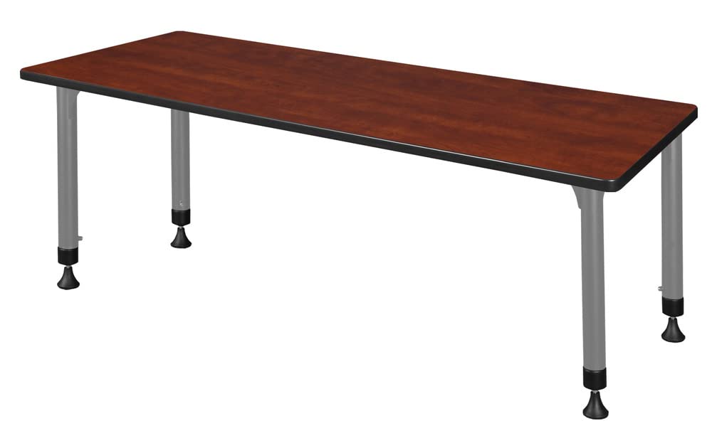 Romig Kee Classroom Activity Table & Chair Kit 7, 66 x 30, Cherry|Chrome|Grey|Navy Blue