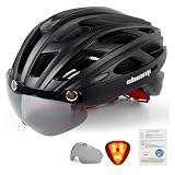Shinmax 自転車 ヘルメット 大人 LEDライト 磁気ゴーグル付 ロードバイク ヘルメット CPSC認定済み 57~62cm 超軽量 通勤 通学 サイクリング サイクルヘルメット 男性 女性 中学生 高校生 予備バッテリー付 M/L
