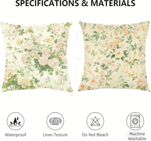 Taie d'oreiller extérieure imperméable beige 35x35cm botanique