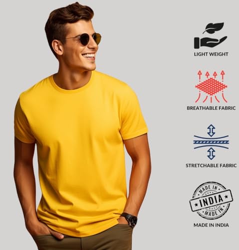 Image of ADRO Men's Cotton Regular Fit Combo Plain Solid T-Shirt Pack of 2