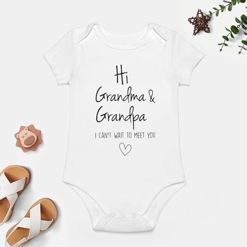 Hi Grandma and Grandpa I Can't Wait To Meet You Pregnancy Announcement Infant Baby Bodysuit Baby Clothes4