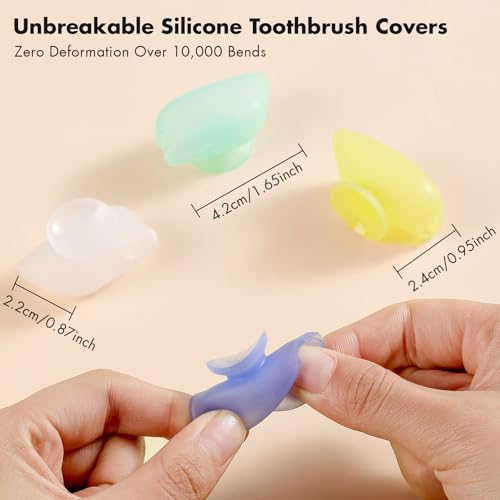 Muslish 4 Pack Silicone Toothbrush Covers with Suction Cup, Travel Tooth Brush Cover Cap Case, Fits Most Electric and Manual Toothbrushes, for Travel or Home (Mint) - Thumbnail 2