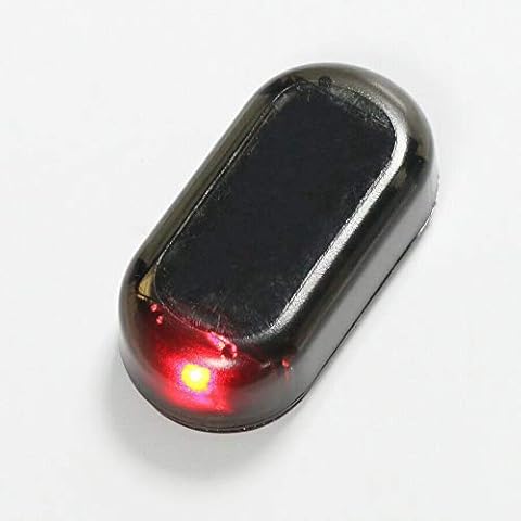 Riloer Solar Power Simulated Warning Light, Car Alarm LED Light Warning Anti-theft System, Flashing Security Lamp, Red Cover