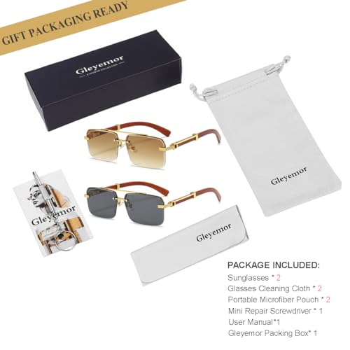 Image of Gleyemor Mens Sunglasses Fashion Rimless Rectangle Sunglasses Square Frameless Sunglasses for Men
