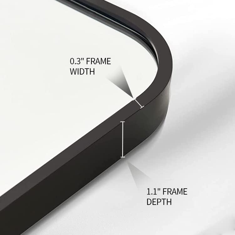 Miniatura 5 de Mlenervg Espejo de baño negro, marco de metal de aleación de aluminio de 22 x 30 pulgadas, montado en la pared con esquina redondeada para el hogar,