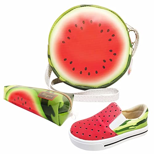 Kit Infantil Bolsa, Tênis e Estojo Melancia Redonda, Magicc Kids