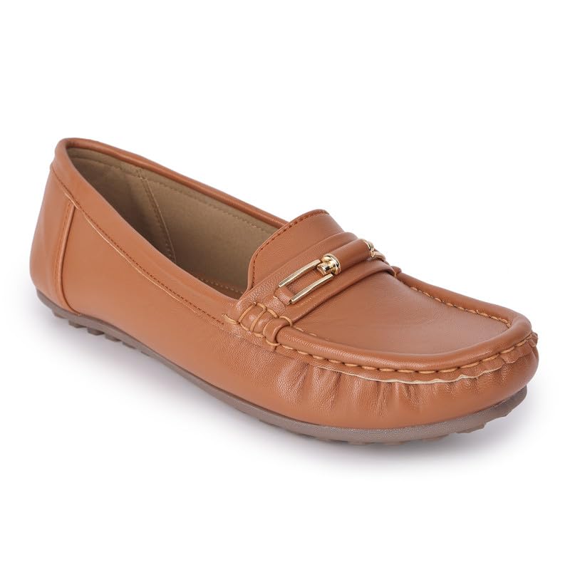 Buckle Detailed Wedge Heel Moccasin Loafers for Women & Girls-image-33