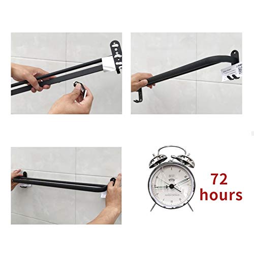 Porte-serviettes double 60 cm durable finition noire luxe