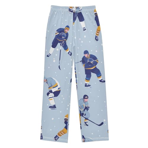 Ice Hockey Snow Boys Long Pants Soft Trousers Elastic Waist Kids Lounge Bottoms with Pockets S-XL