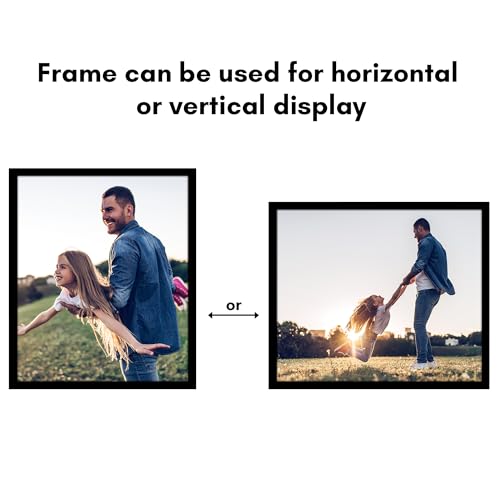 Image of Americanflat 10x12 Picture Frame with Shatter-Resistant Glass - Streamline Collection - Thin Border Photo Frame for Tabletop and Wall Display - Hanging Hardware and Easel Stand Included - Black