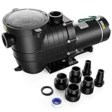 Oswerpon Pool Pump Above Ground/Inground, 1.5 HP 6600GPH Powerful Selfpriming Pool Pumps for 15,000-31,000 Gallons Pools, Dual Voltage Swimming Pool Pump with Strainer Basket & Drain Plug