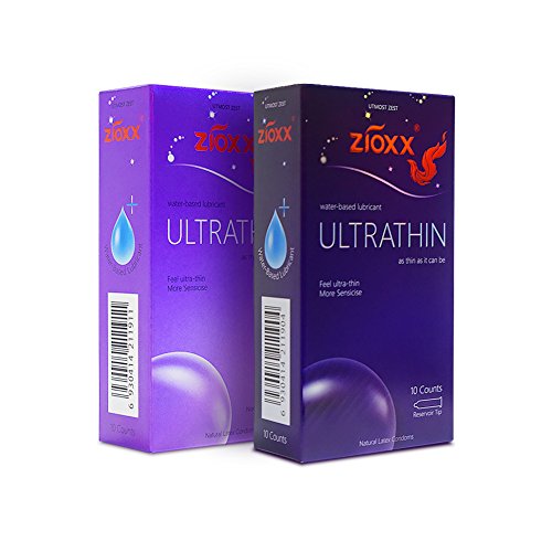 Zioxx Ultra Thin As Thin As it Can Be Condoms, Water Based Lube Medium Size Pack of 2