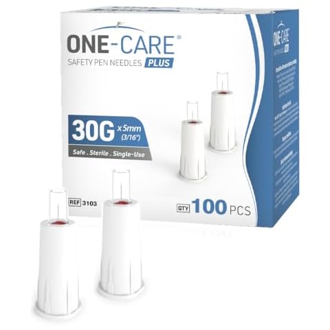 ONE-CARE Plus Safety Pen Tips 30G x 5mm, Comfort, Universal Design, Box of 100 Cover