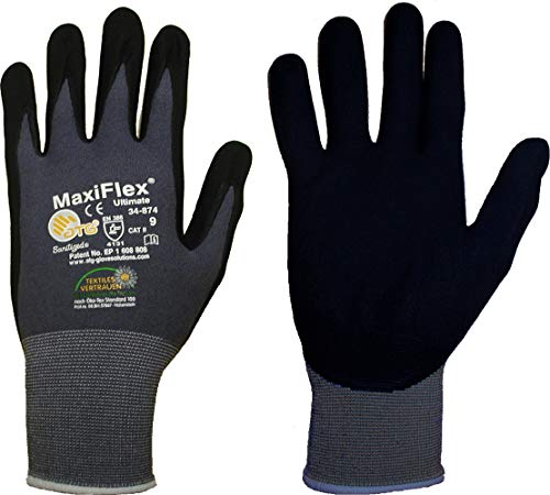 Preisvergleich Produktbild MaxiFlex Ultimate 34-874, Nylon-Strick-Handschuh schwarz - Gr. 12