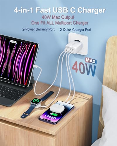 [Pack de 2] Cargador USB-C 40W con Cable 2M para iPhone y Samsung