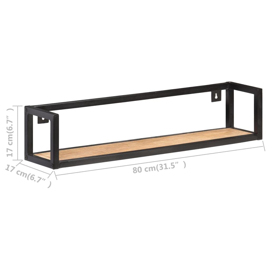 Homgoday Estantes de Pared 2 Unidades 80 cm Madera de Mango Rugosa Estantería de Pared Colgante Flotante Almacenamiento Espacio Decoración Artículos Diarios en Familia