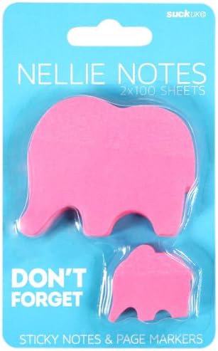 SUCK UK Animal Sticky Notes and Page Markers - Pink Elephant