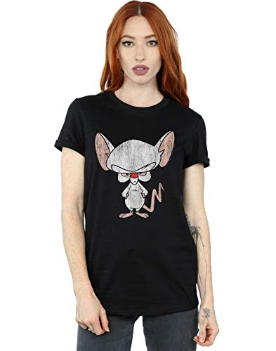 Absolute Cult Animaniacs Women's The Brain Classic Pose Boyfriend Fit T-Shirt Black XX-Large