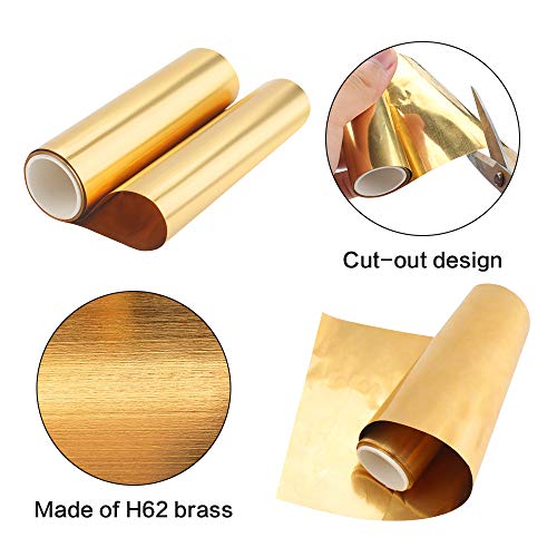 Anruyi 3 Stück Messingfolie Messingblech Messingstreifen Messingband Metall Dünnblech Folienplatte Messing Blatt Gold Folie aus H62 Messing (Größe: 0,02 x 100 x 1000 mm)