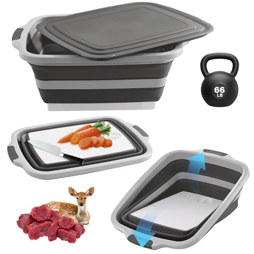 Collapsible BBQ Prep Tub with Cutting Board, Lid, 7.95 Gal