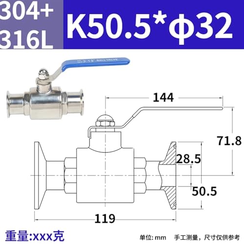 Vanne à boisseau sphérique Tri Clamp 304 pour tuyauterie sanitaire