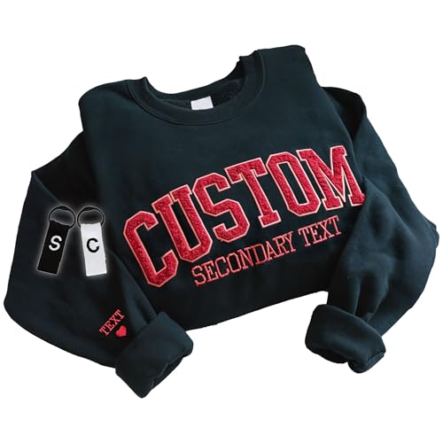 Personalized Embroidered Faux Fur Sweatshirts Hoodie Design Your Own, Make Pullover Crewneck For Everyone, Custom Text On Sleeve, Saying, Name, Embroidery Gifts Christmas Birthday, Size S to 4XL