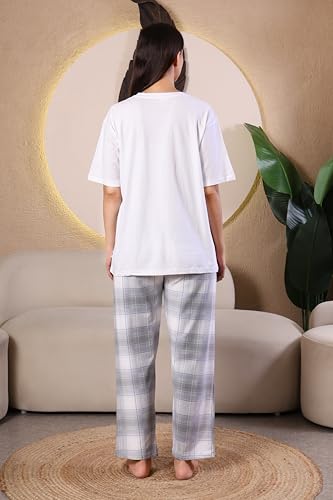 Image of KSHS Printed Round Neck Short Sleeve Nightsuit Set | Pajama Set | Casual Night Dress for Women