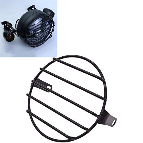 TUINCYN Motocicleta 6 1/2 pulgadas Faros Rejilla Cubierta de red Negro Retro...