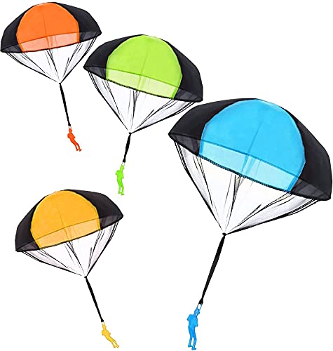 5 Pcs Parachute Toy, No Tangle Throw Throwing Parachute Men, Outdoor Children's Paratrooper Toy, Hand Throw Parachute Army Man (Colorful-Green) #TOP6