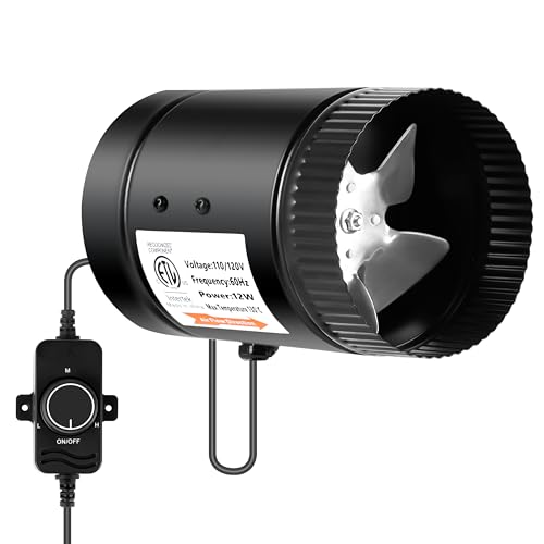 Simple Deluxe - Ventilador de conducto de refuerzo en línea de 4 pulgadas, 106 CFM con driver de velocidad, ventilador de ventilación de escape HVAC para sótanos, baños,...