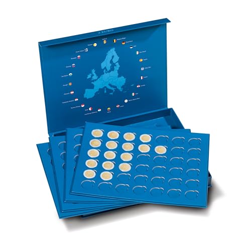 Leuchtturm 363941 Estuche para monedas Presso   Estuche robusto para 168 monedas de 2 euros con atractiva impresión en color
