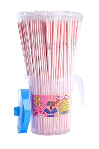 SIDRAL- Canne ripiene di polvere Sidrale (picco di picco) Gusto Fragola 160 u. 45 cm. Colore rosa
