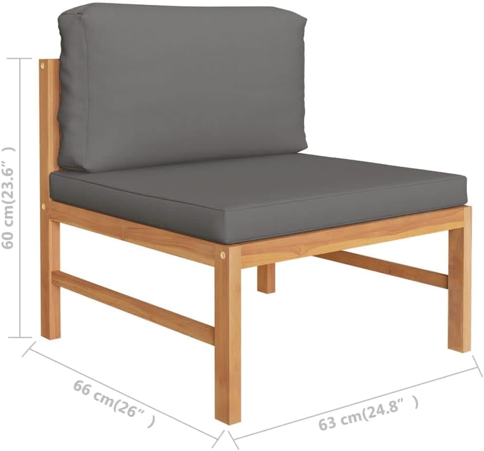 3 Piece Patio Lounge Set Balcony Furniture,Patio loveseat,Small Patio Furniture,Patio daybed,with Dark Gray Cushions Teak Wood