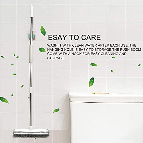 IZSOHHOME Schiebebesen,Besenbürste für Wannenfliesen,Besen mit steifen Borsten für Duschen,Terrasse, Küche,Fugen und Garage,Innen-Außenreinigungsbürste,Verstellbarer Edelstahl-Langstiel-46,5" – Bild 4