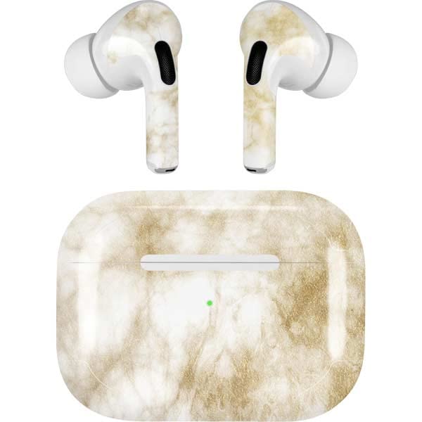 Skinit Decal Audio Skin Compatible with AirPods Pro 2nd Gen - Gold and White Marble Design