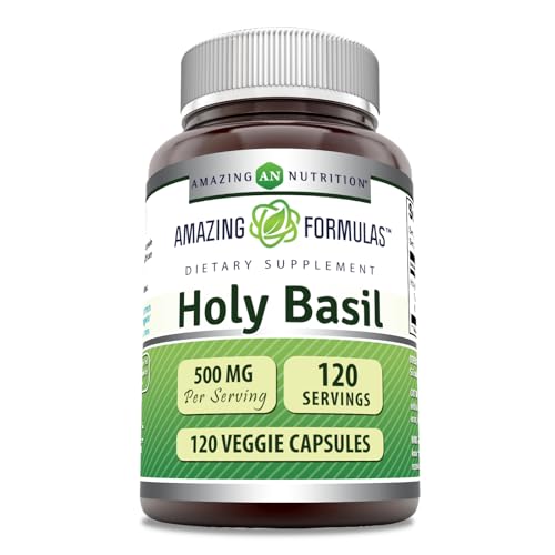 Amazing Formulas Holy Basil Extract 4:1 Supplement | 500 Mg Per Serving | 120 Capsules | Non-GMO | Gluten Free | Made in USA