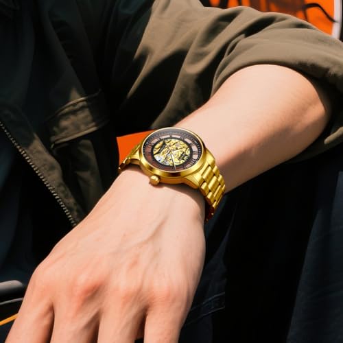 Image of OLEVS Mens Automatic Watch Skeleton Diamond Luxury Mechanical Self Winding Dress Wrist Watch Waterproof Luminous