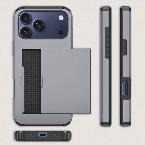 Qinmay Compatible with iPhone 17 Pro Max Case Wallet,Built-in Card Holder, Heavy Duty Protective Dual Layer Shockproof Hidden Card Slot Slim Wallet Phone Cover for iPhone 17 Pro Max，Grey - image 6